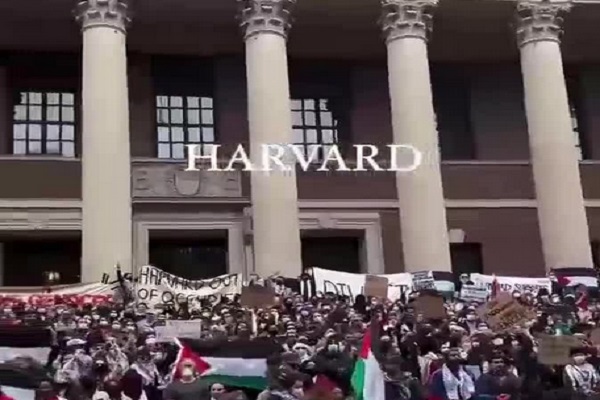 تجمع دانشجویان دانشگاه هاروارد در حمایت از ملت فلسطین + فیلم